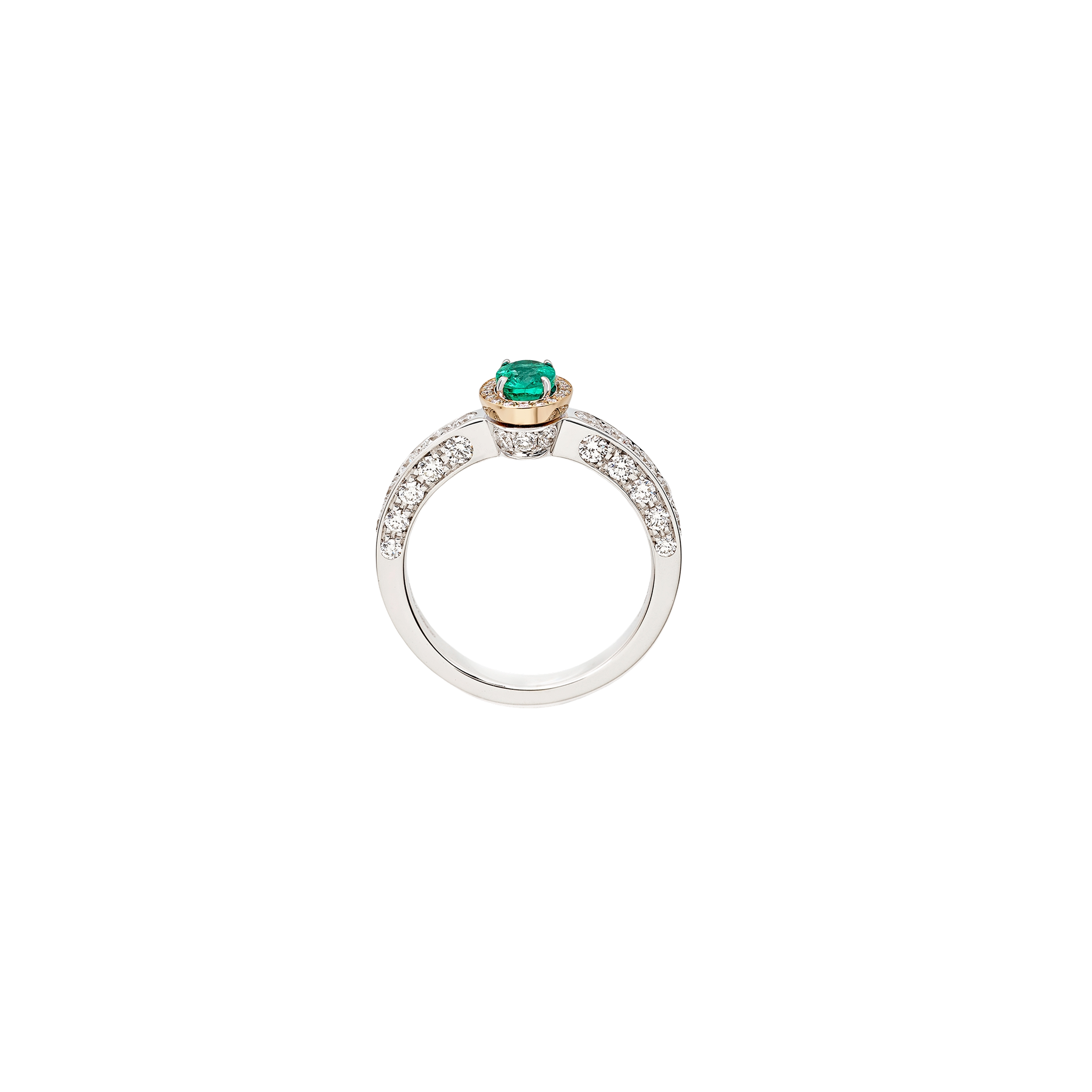 white and pink gold with diamonds and emerald ring