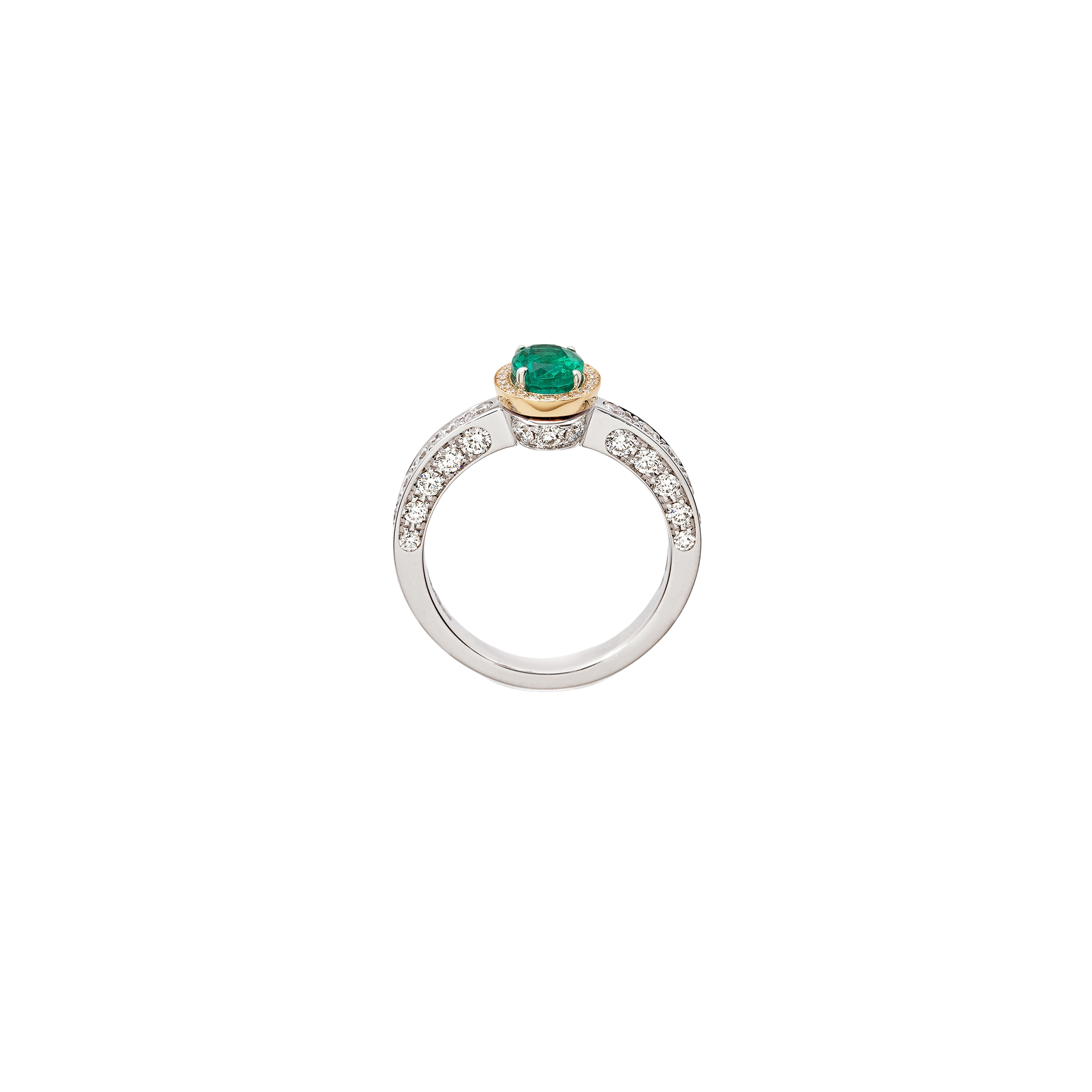 white and pink gold with diamonds and emerald ring