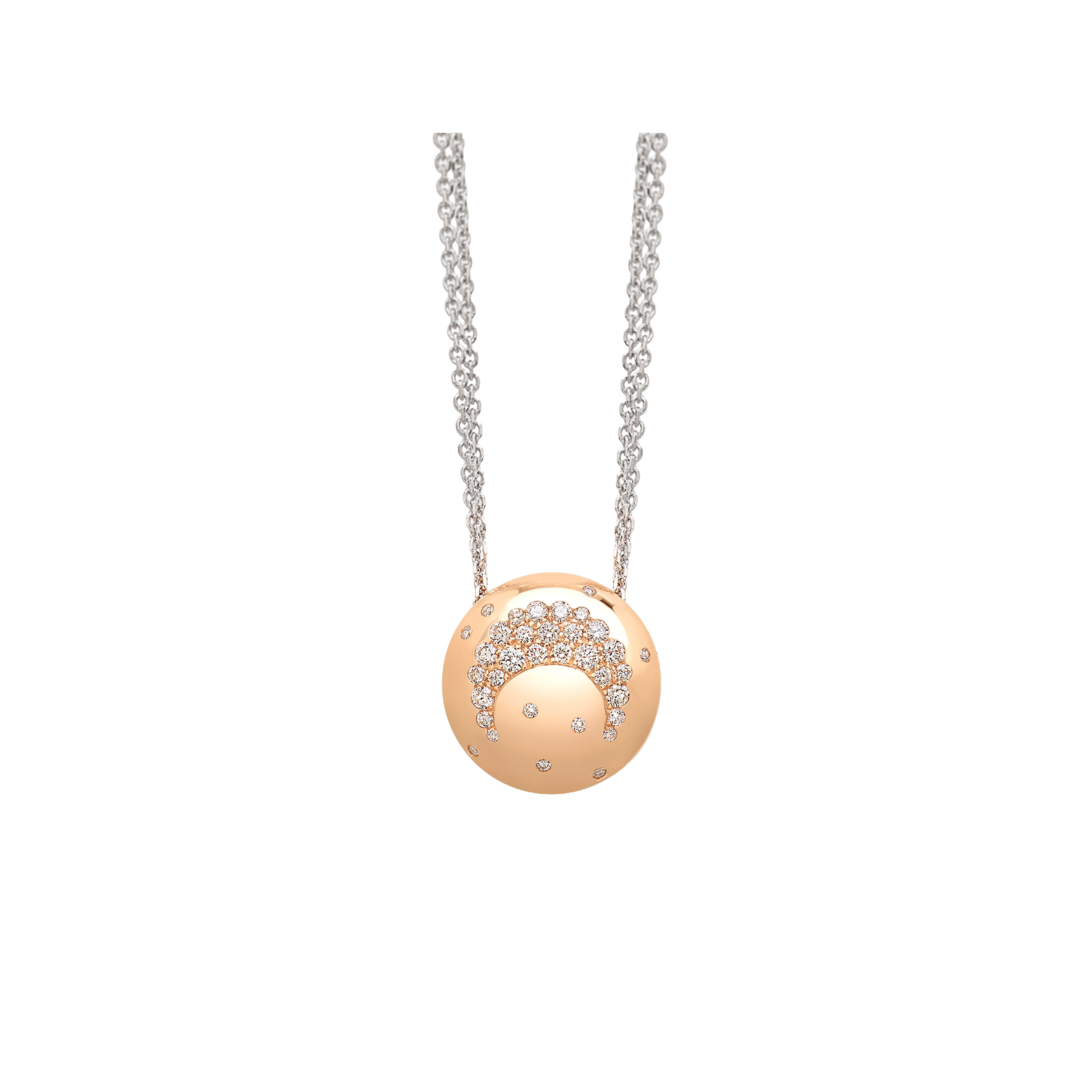 white and pink gold and diamonds necklace