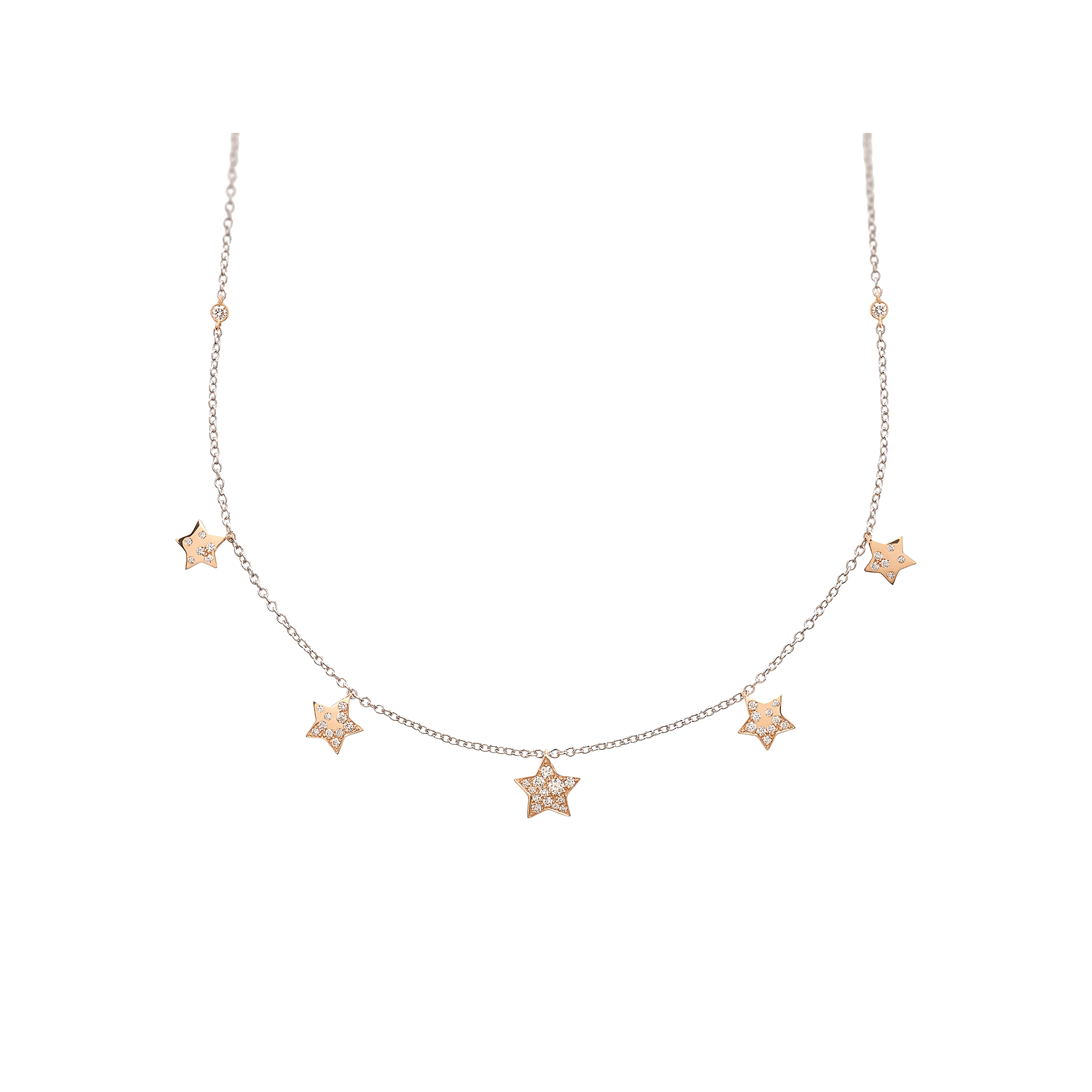white and pink gold and diamonds necklace