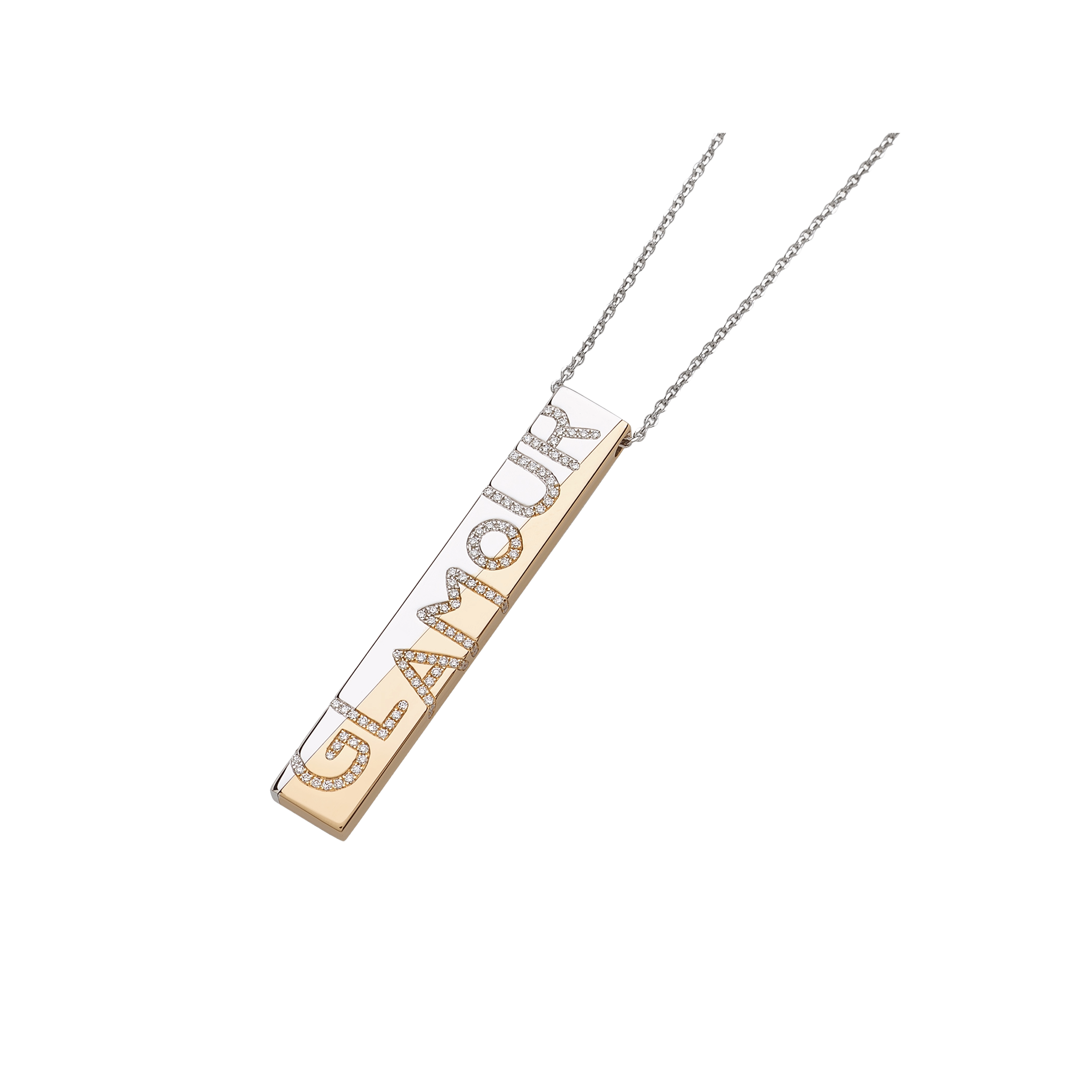 white and pink gold and diamonds necklace