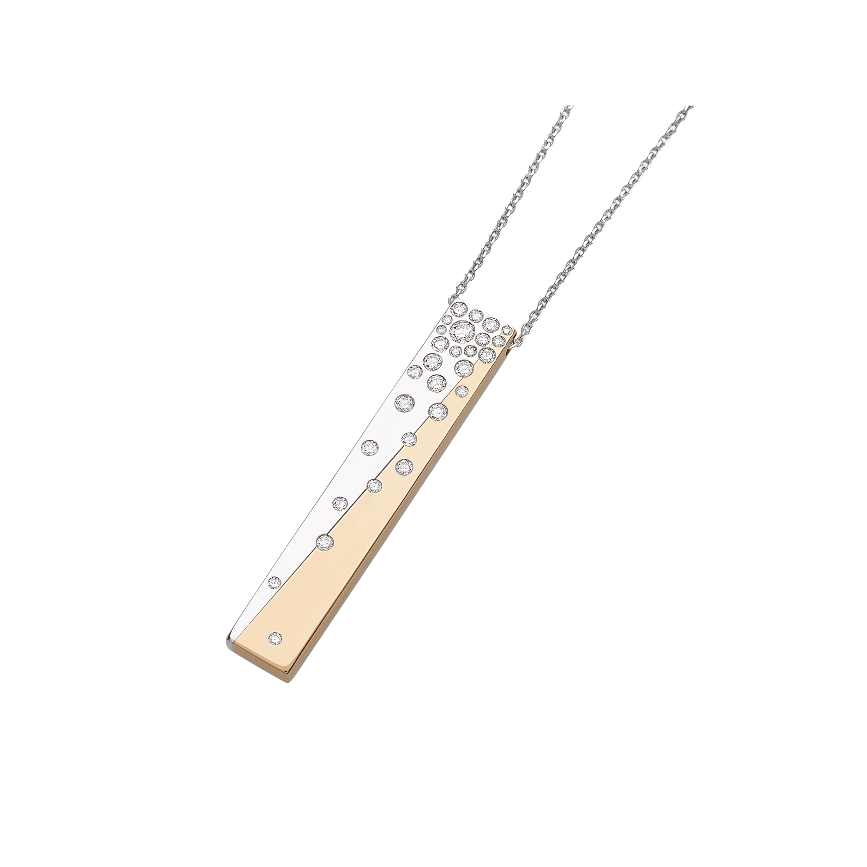 white and pink gold and diamonds necklace