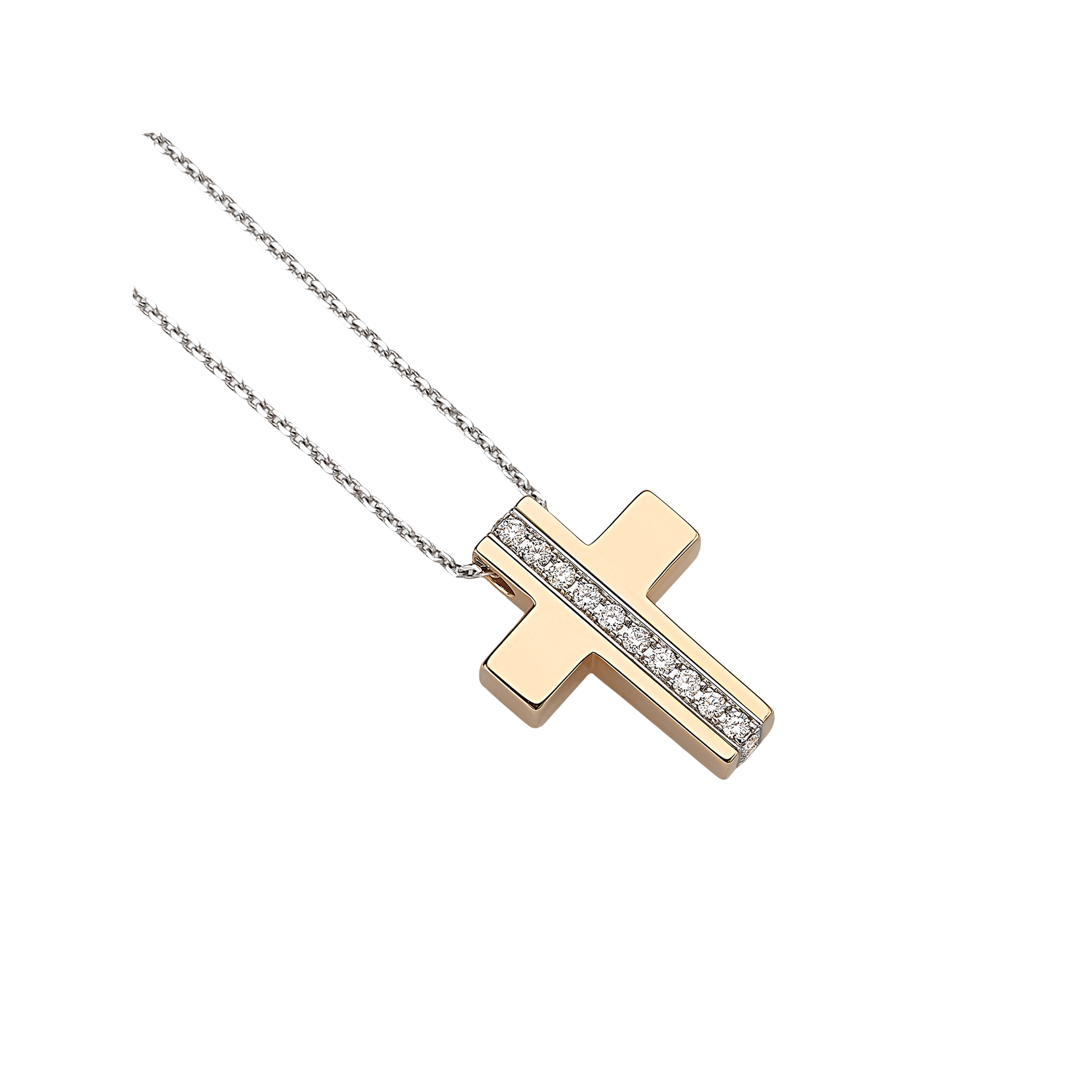 white and pink gold and diamonds necklace