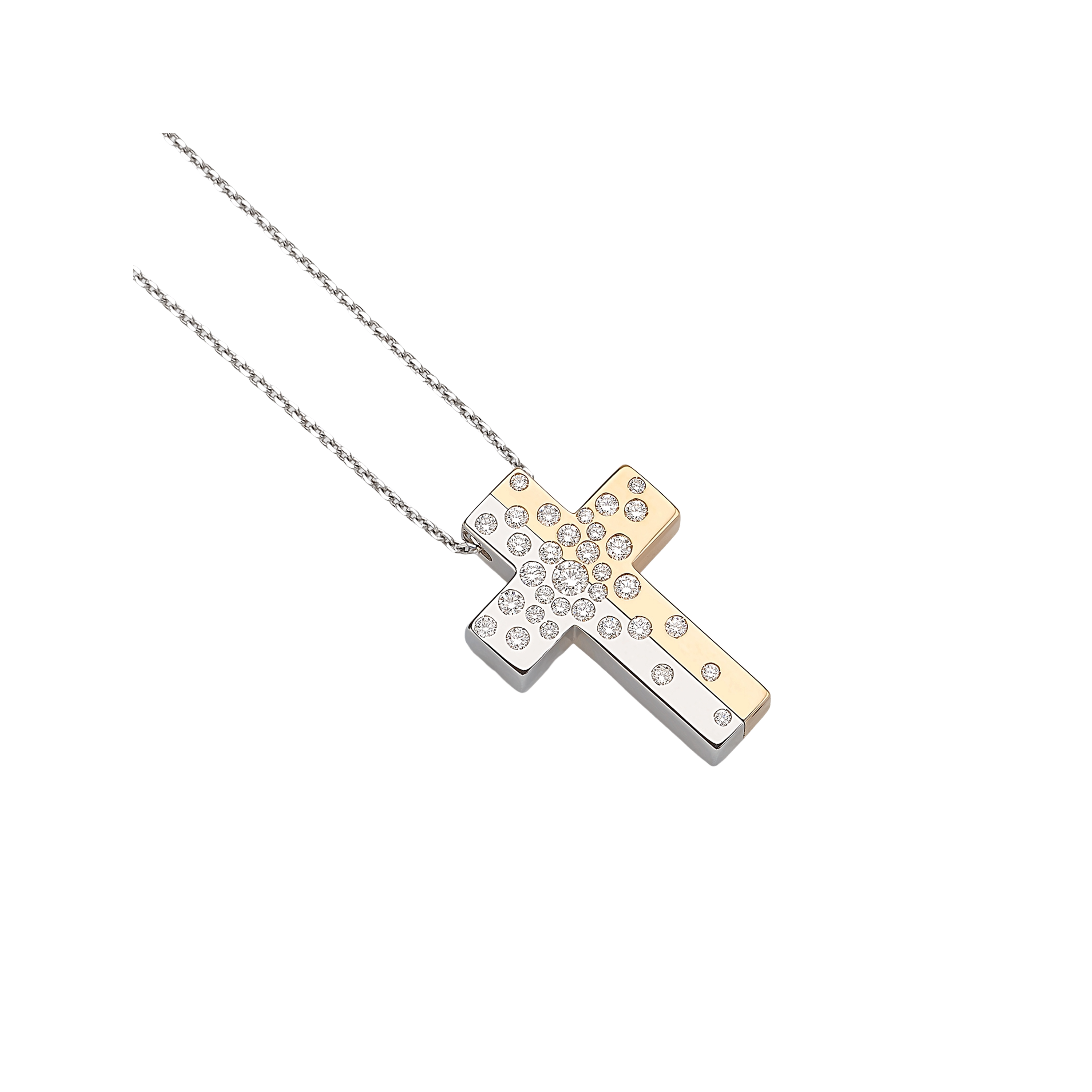 white and pink gold and diamonds necklace