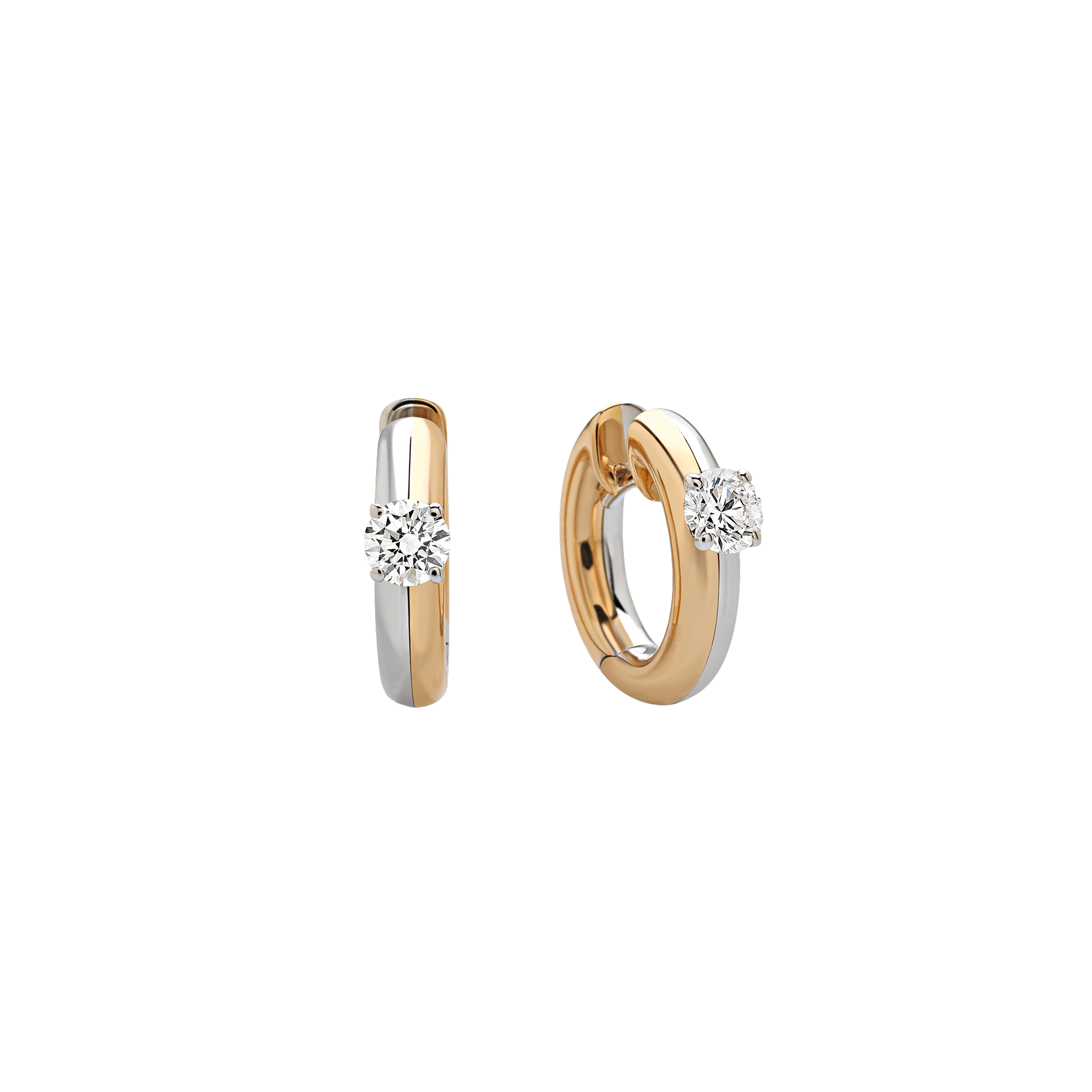 white and pink gold and diamonds earrings