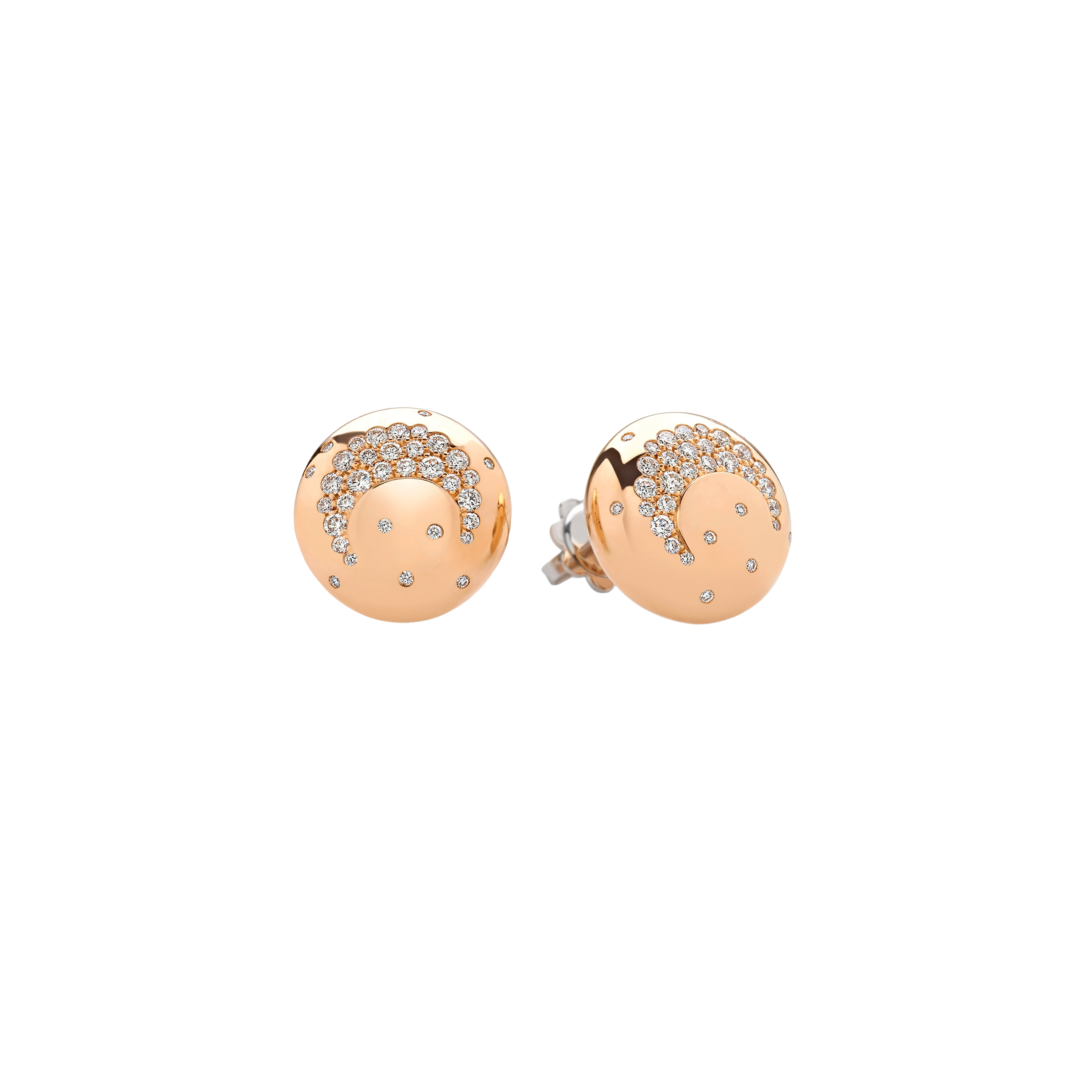 white and pink gold and diamonds earrings