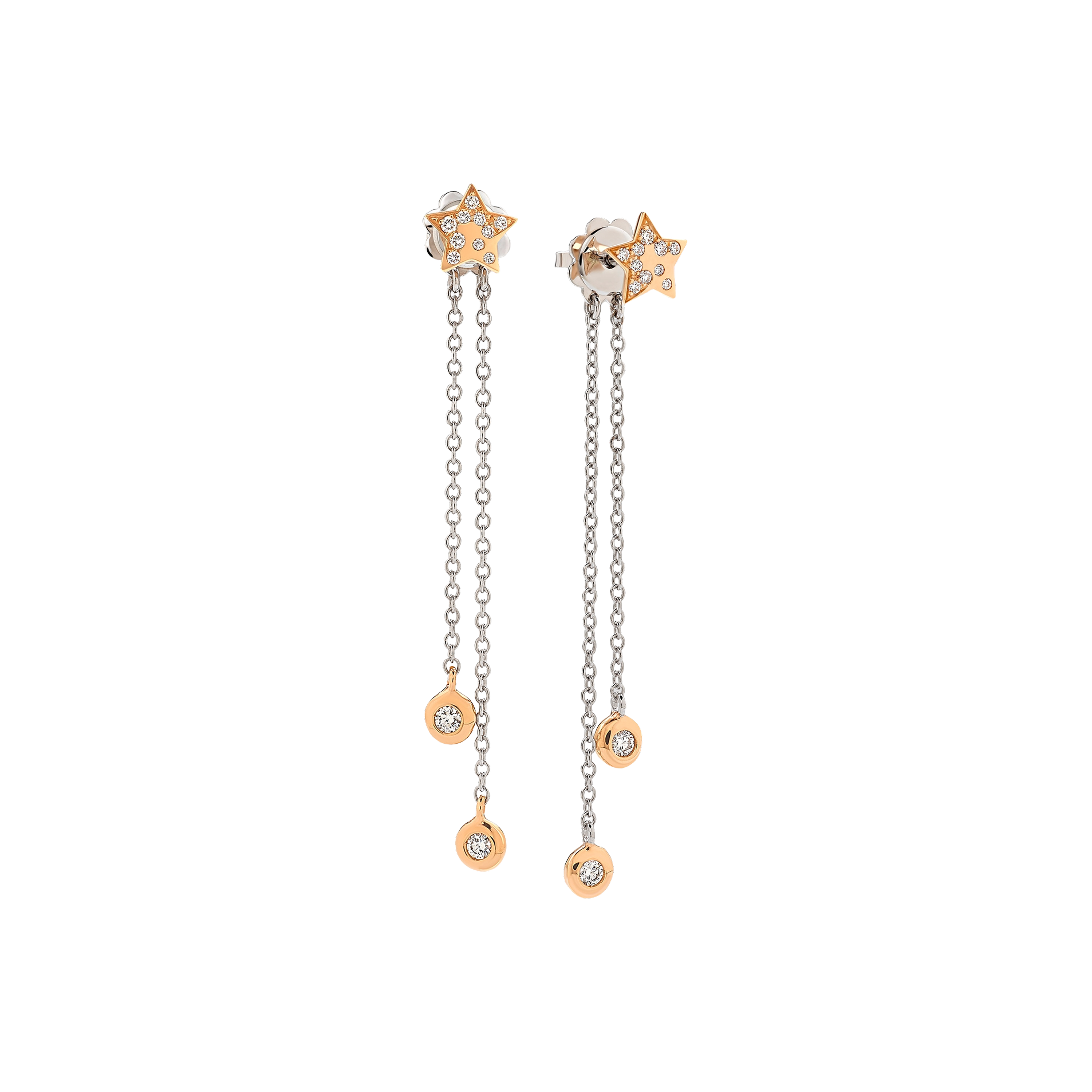 white and pink gold and diamonds earrings