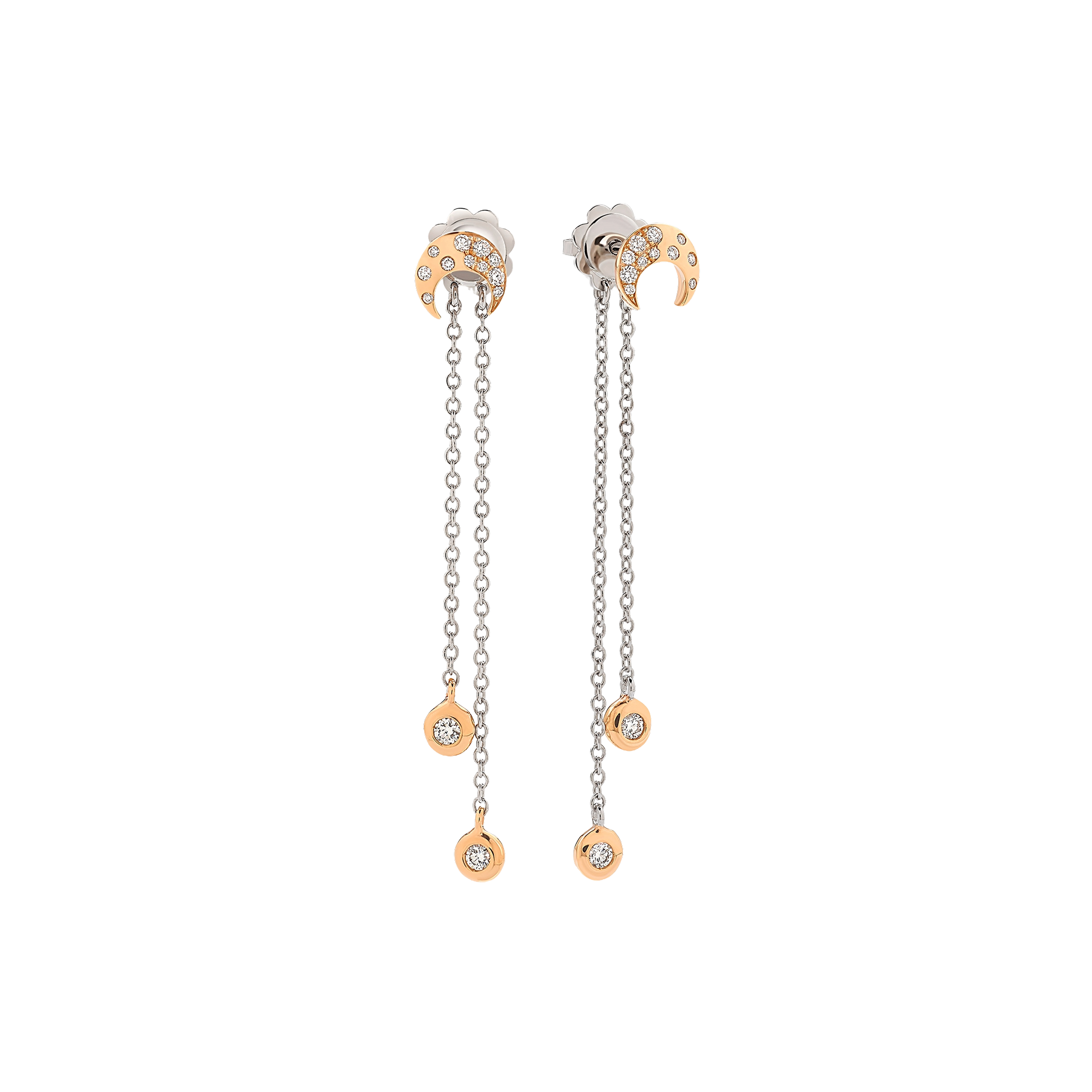 white and pink gold and diamonds earrings