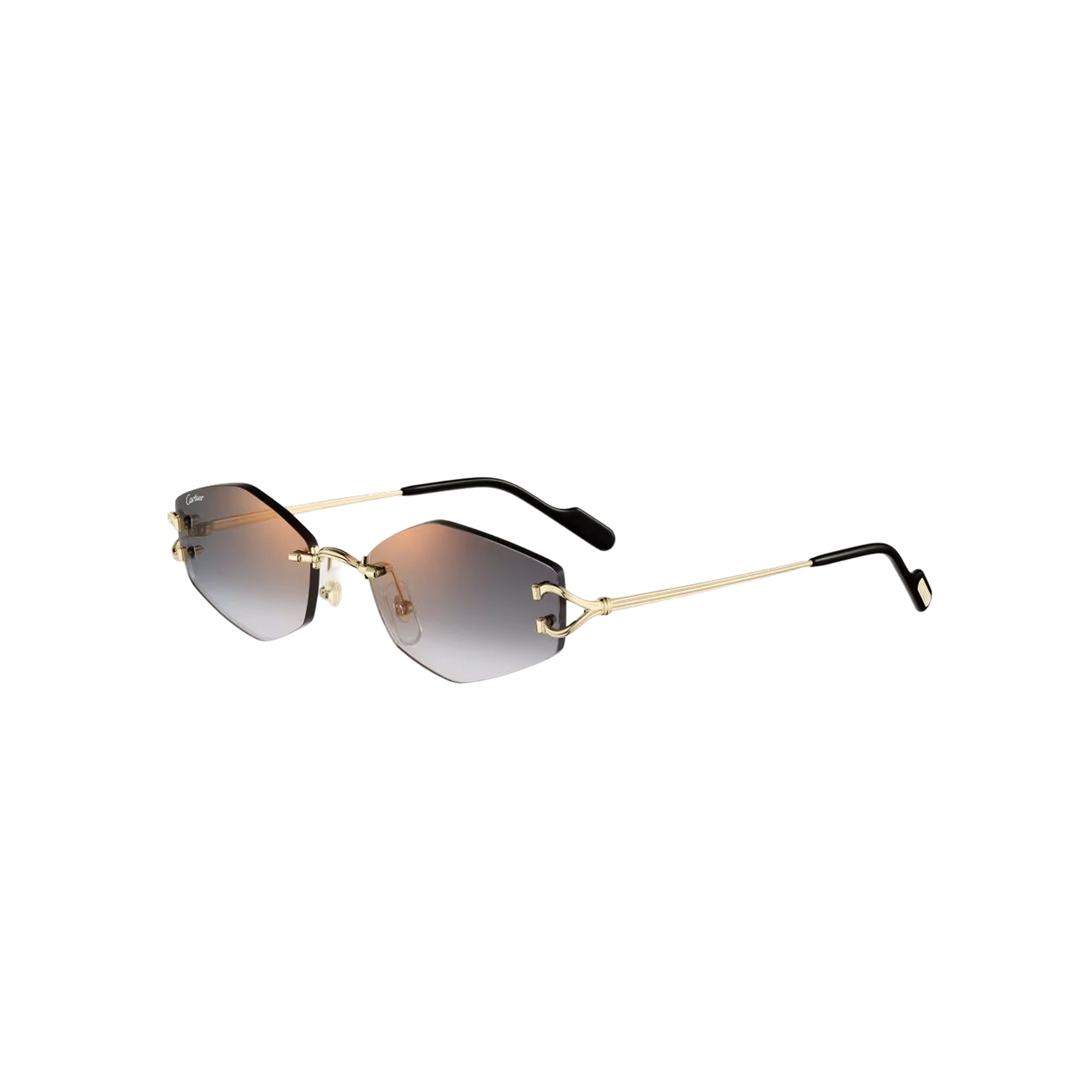 Cartier CRESW00796 արևային ակնոց ոսկեգույն շրջանակազերծ շրջանակով և մոխրագույն գրադիենտ ոսպնյակներով, 56 մմ