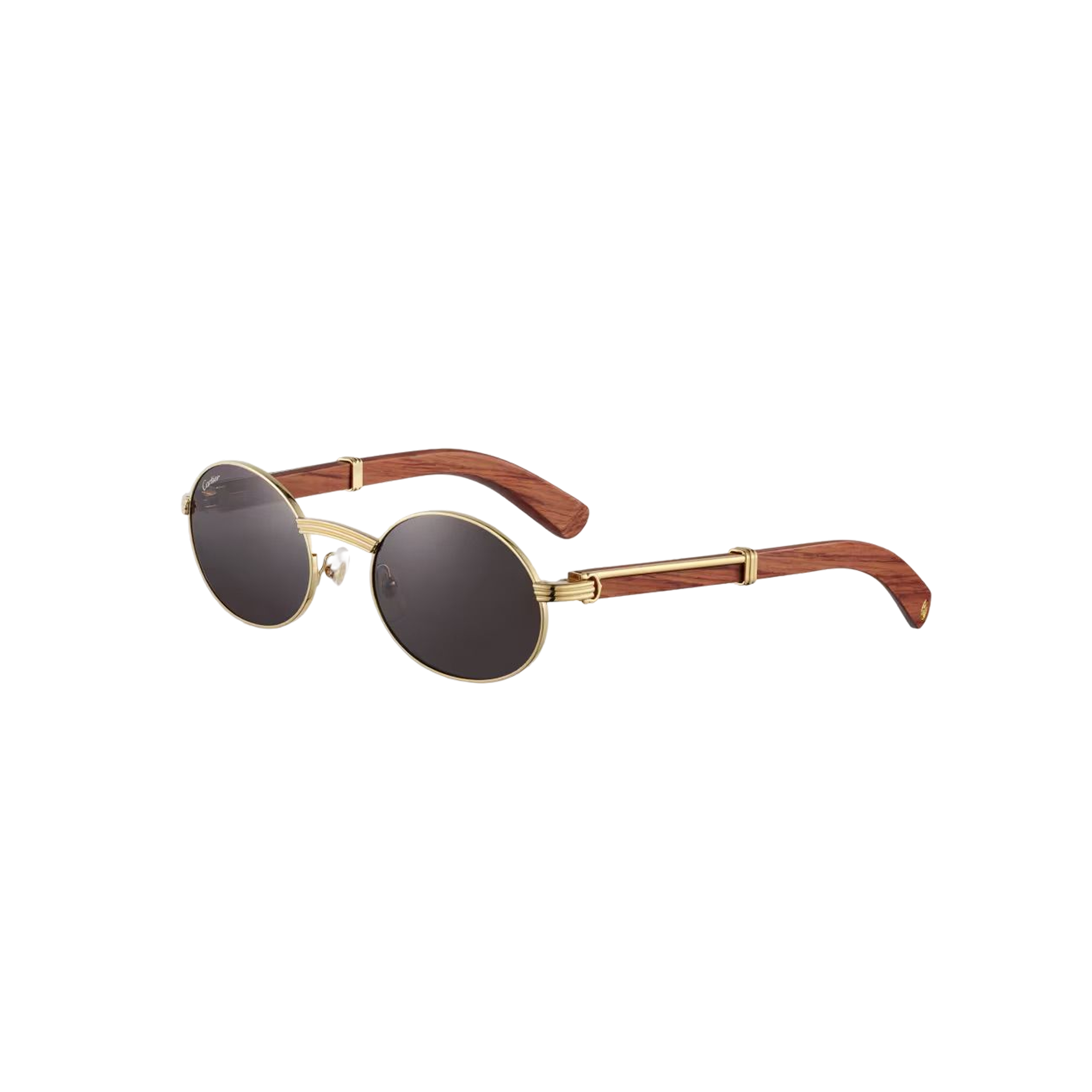 Cartier CRESW00670 արևային ակնոց շագանակագույն փայտից և ոսկեգույն շրջանակով ու մոխրագույն ոսպնյակներով, 53 մմ