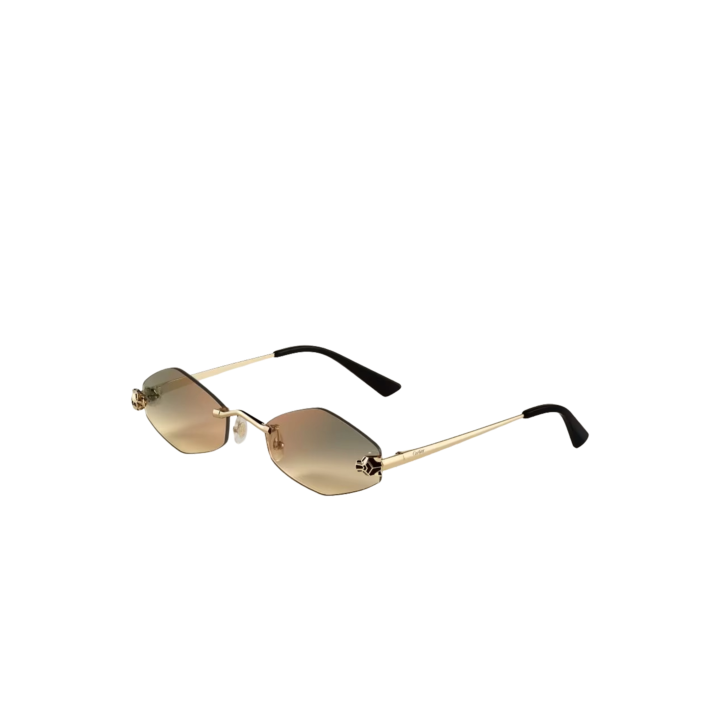 Cartier CRESW00826 արևային ակնոց շրջանակազերծ ոսկեգույն շրջանակով և շագանակագույնից դեղին անցնող գրադիենտ ոսպնյակներով, 55 մմ