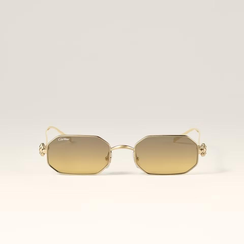 Cartier CRESW00834 արևային ակնոց ոսկեգույն եզրագծված շրջանակով և շագանակագույնից դեղին անցնող գրադիենտ ոսպնյակներով, 53 մմ