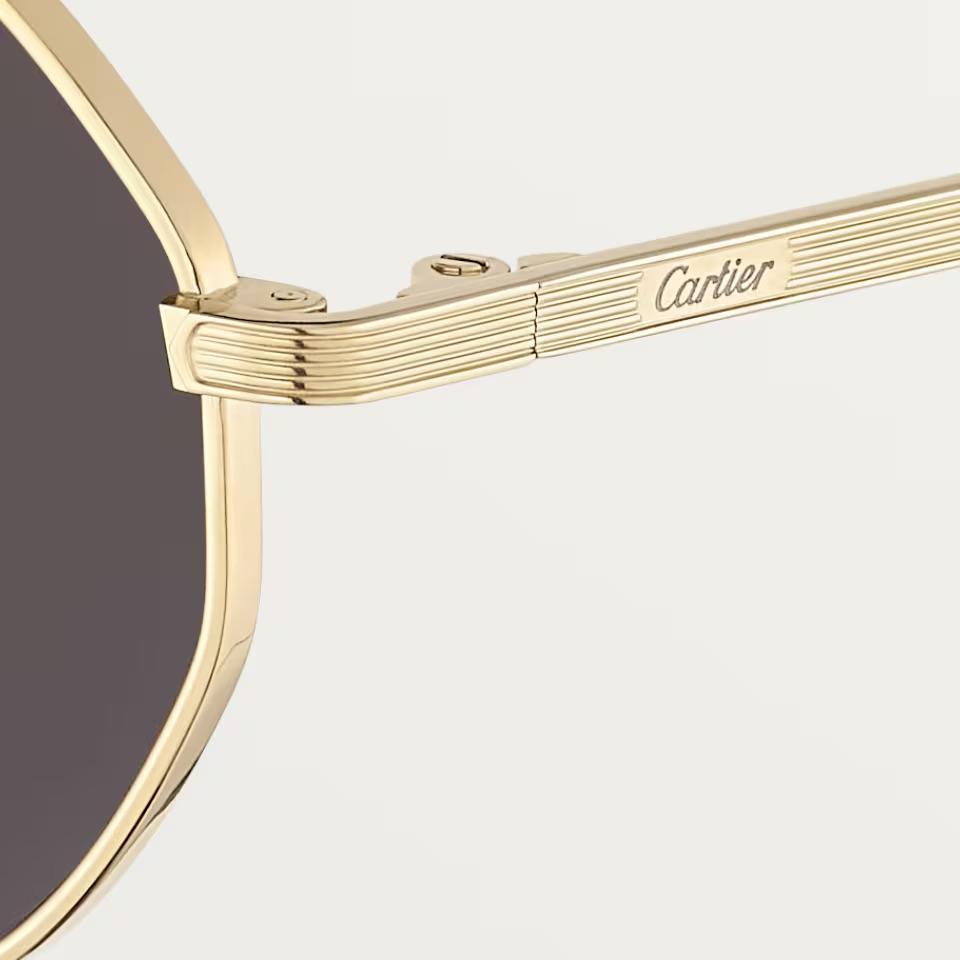 Cartier CRESW00793 արևային ակնոց ոսկեգույն տիտանե շրջանակով և մոխրագույն ոսպնյակներով, 48 մմ