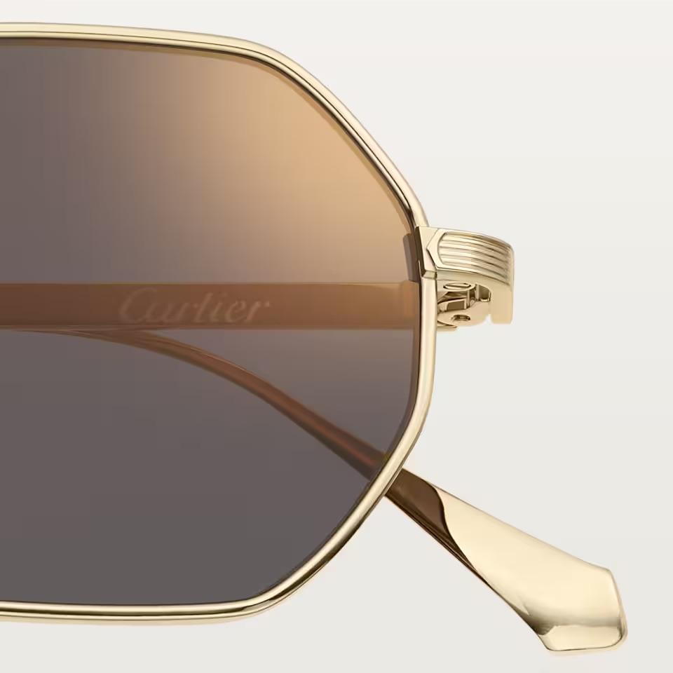 Cartier CRESW00793 արևային ակնոց ոսկեգույն տիտանե շրջանակով և մոխրագույն ոսպնյակներով, 48 մմ