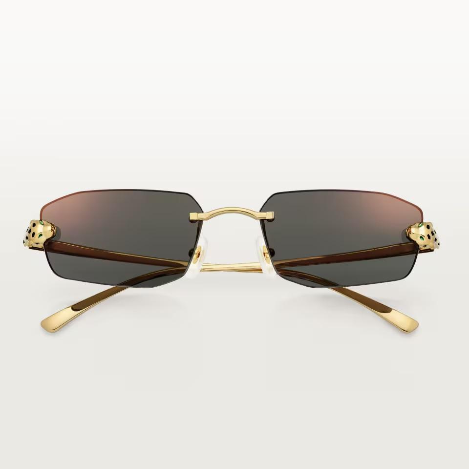 Cartier CRESW00686 արևային ակնոց շրջանակազերծ ոսկեգույն շրջանակով և մոխրագույն ոսպնյակներով, 56 մմ