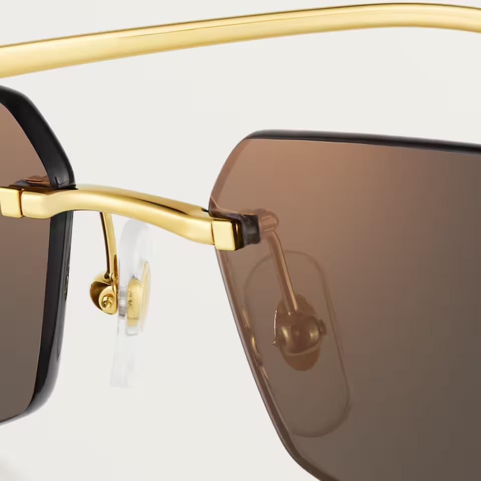 Cartier CRESW00686 արևային ակնոց շրջանակազերծ ոսկեգույն շրջանակով և մոխրագույն ոսպնյակներով, 56 մմ