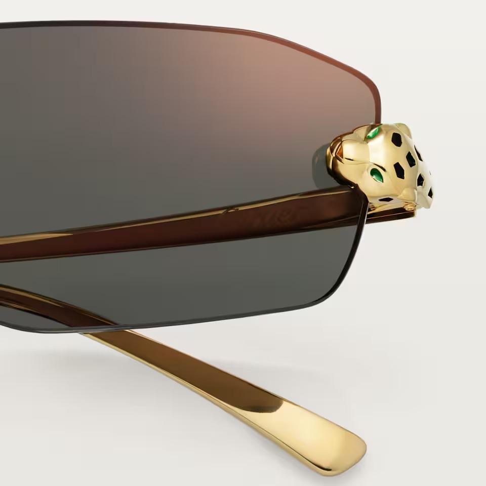 Cartier CRESW00686 արևային ակնոց շրջանակազերծ ոսկեգույն շրջանակով և մոխրագույն ոսպնյակներով, 56 մմ