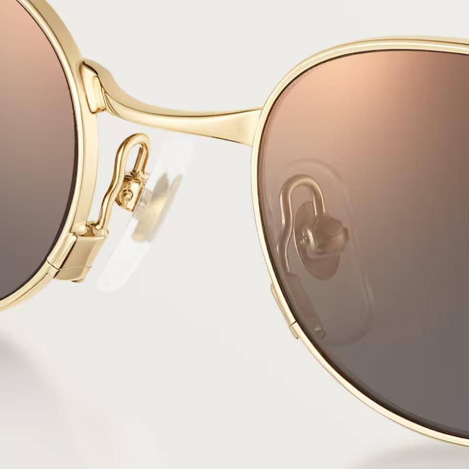 Солнцезащитные очки Cartier CRESW00803 с оправой золотистого тона с ободом и серыми линзами, 53 мм