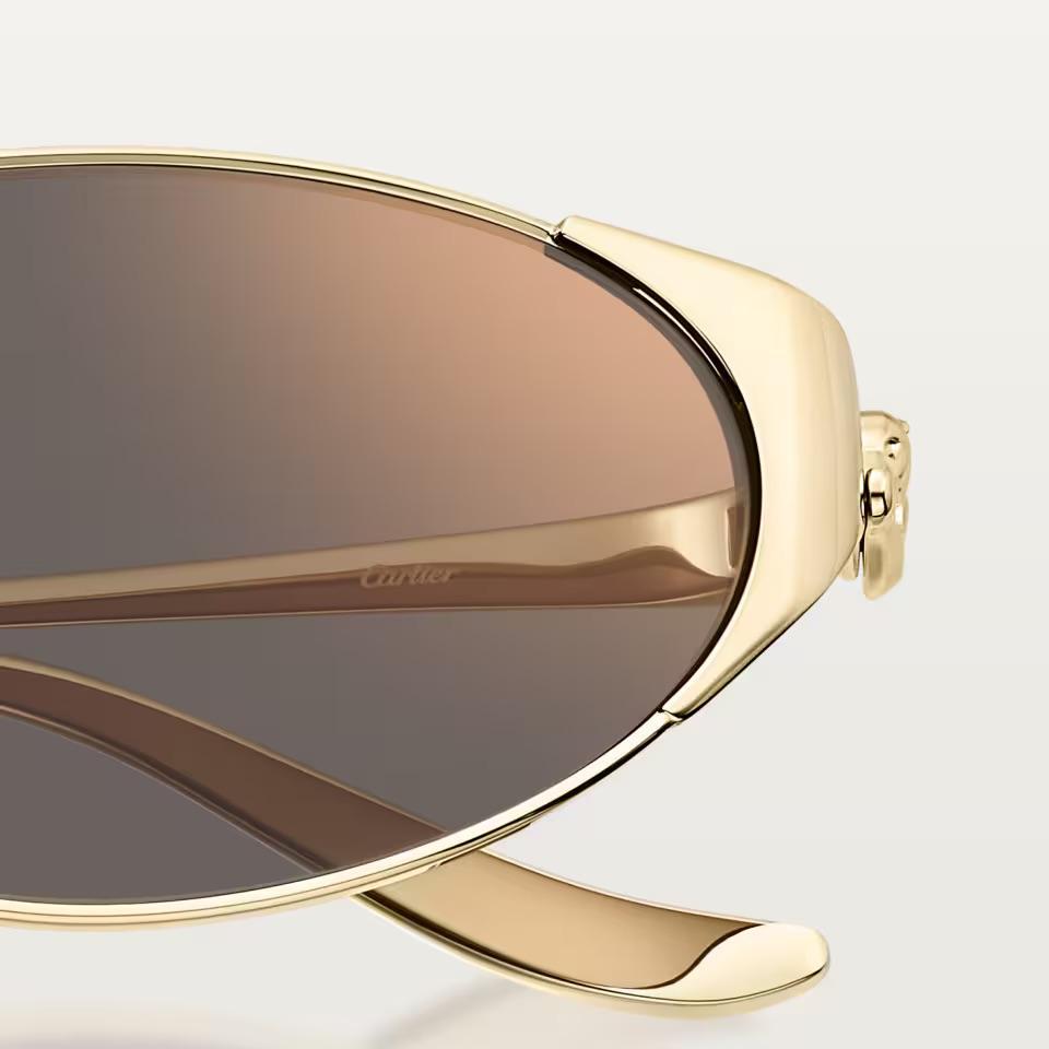 Солнцезащитные очки Cartier CRESW00803 с оправой золотистого тона с ободом и серыми линзами, 53 мм