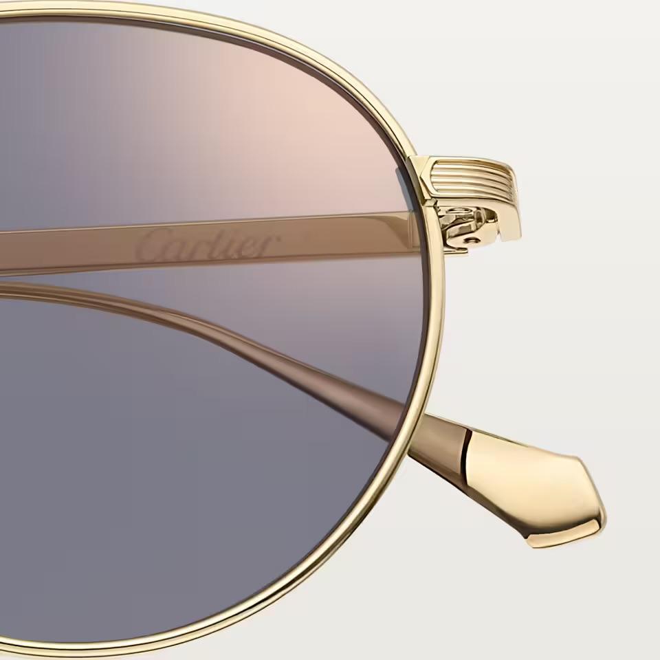Солнцезащитные очки Cartier CRESW00790 с оправой из титана золотистого тона и светло-серыми линзами, 51 мм