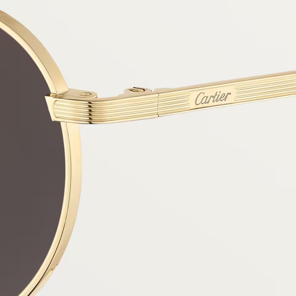 Солнцезащитные очки Cartier CRESW00788 с оправой из титана золотистого тона и серыми линзами, 51 мм
