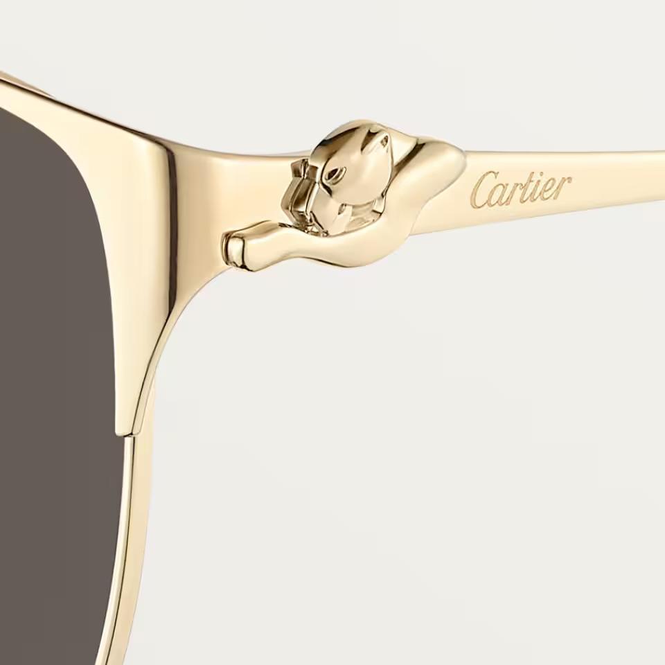 Cartier CRESW00808 արևային ակնոց ոսկեգույն եզրագծված շրջանակով և մոխրագույն ոսպնյակներով, 60 մմ
