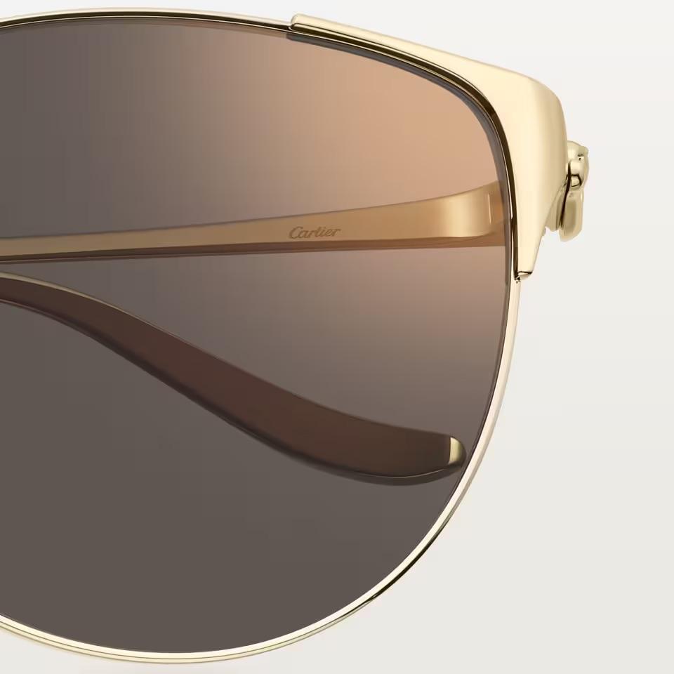 Cartier CRESW00808 արևային ակնոց ոսկեգույն եզրագծված շրջանակով և մոխրագույն ոսպնյակներով, 60 մմ