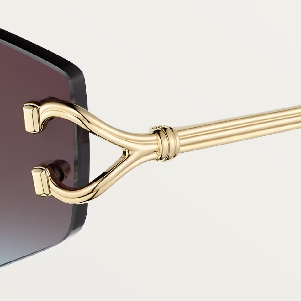 Cartier CRESW00795 արևային ակնոց շրջանակազերծ ոսկեգույն շրջանակով և կապույտից բորդո անցնող գրադիենտ ոսպնյակներով, 56 մմ
