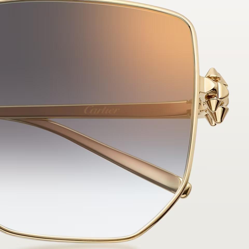 Cartier CRESW00786 արևային ակնոց ոսկեգույն մետաղական շրջանակով և մոխրագույն գրադիենտ ոսպնյակներով, 56 մմ