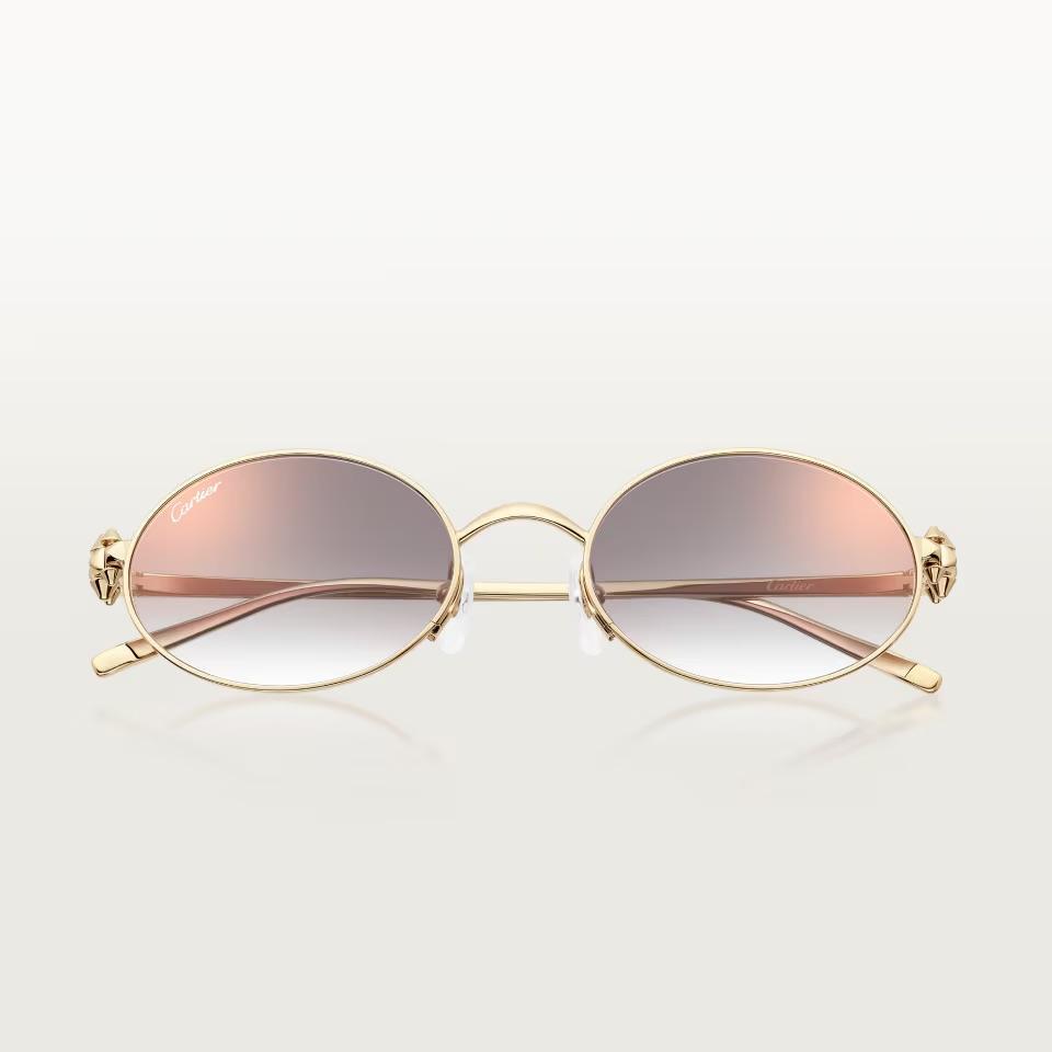Солнцезащитные очки Cartier CRESW00783 с металлической оправой золотистого оттенка и серыми градиентными линзами, 52 мм