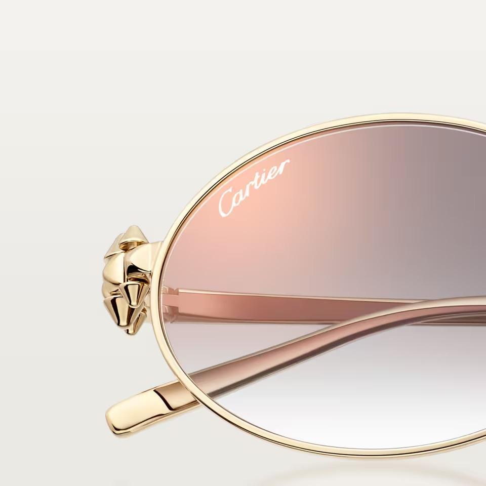 Солнцезащитные очки Cartier CRESW00783 с металлической оправой золотистого оттенка и серыми градиентными линзами, 52 мм